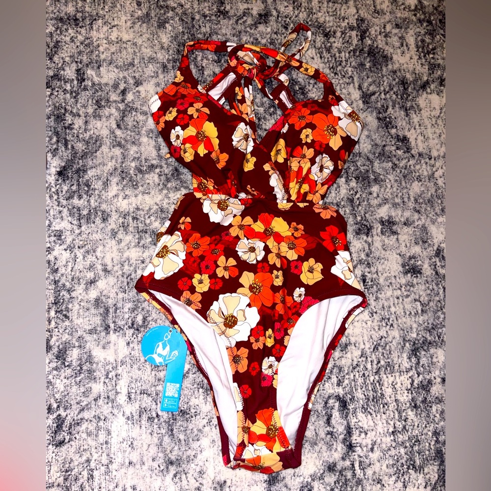 NWT Cupshe Olivia Multi-color Floral One Piece Swimsuit Available Size S/M